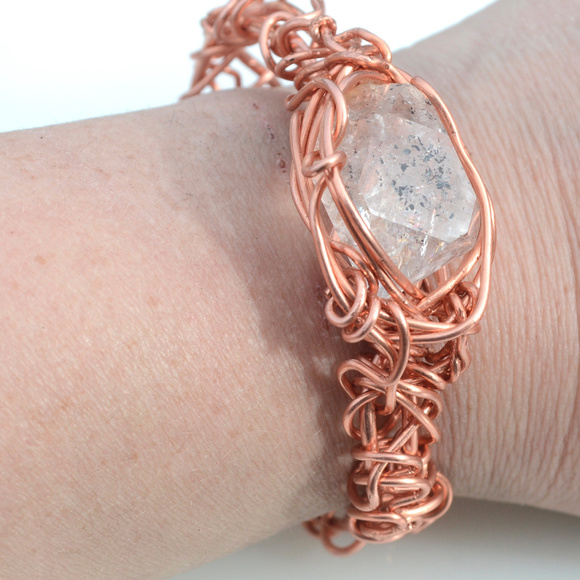 Herkimer Diamond Quartz Copper Healing Bracelet - Picture 5 of 8